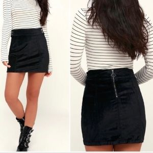 NWT Free People Mini Skirt Retro Velvet Black